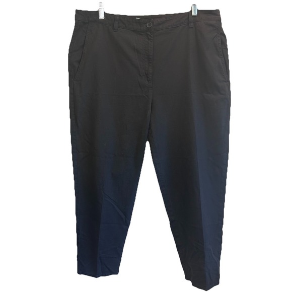 Eileen Fisher Pants - Eileen Fisher Pants Black Size 14 Zip Cotton And Hemp Blend Tapered Pockets EUC